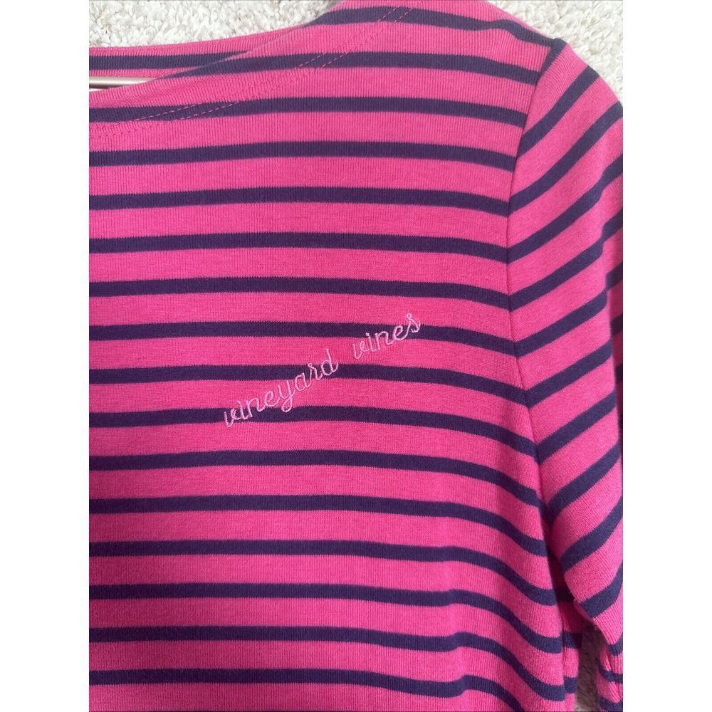 Women's Vineyard Vines Size S‎ Pink & Navy Blue Stripes Long Sleeve Top - Picture 2 of 9
